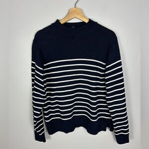 UNIQLO Breton Stripe Sweater Large Navy White Cotton Classic French‎ Neutral